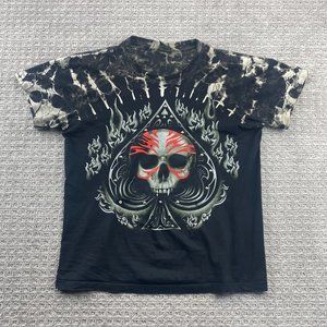 Survivors Distressed Shirt Men Medium M Black Gray Skull Spade Back 2 Back Print
